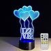 Night Lights for Kids with Remote Controller LED Touch 7 Colors Changing Table Desk Lamp Optical Illusion Light Valentine's Day lights Acrylic Lamp for Room Decorative Kids Lamp Heart Lights