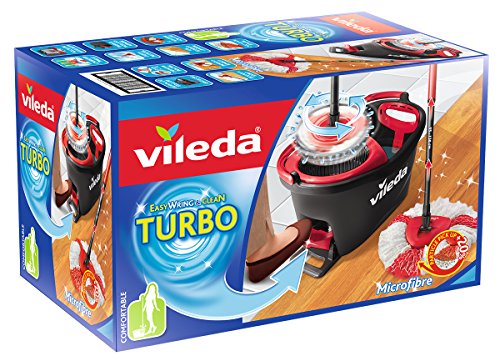 [- Vileda Turbo EasyWring & Clean Komplett Set, Wischmop und Eimer mit PowerSchleuder, Standard