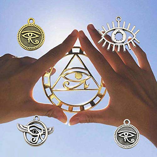 WOCRAFT 100g (42pcs) Wholesale Bulk Lots Eye of Horus Charms for Jewelry Making Mixed Smooth Tibetan Silver Metal Charms Pendants DIY for Jewelry Making Necklace Bracelet and Crafting M365
