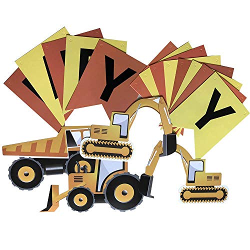 Fankutoys Construction Vehicle Happy Birthday Banner Pennant