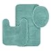 Maples Rugs Cloud Bath 3pc Washable Non Slip Bath Mats and Rug Sets [Made in USA] for Kitchen, Shower, and Toilet, Teal Topaz