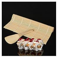 Promisen Bamboo Sushi Kit,Sushi Maker Kit Rice Roll Mold,Kitchen DIY Mould Roller Mat Rice Paddle Set,Beginner Sushi Making Kit (Beige)