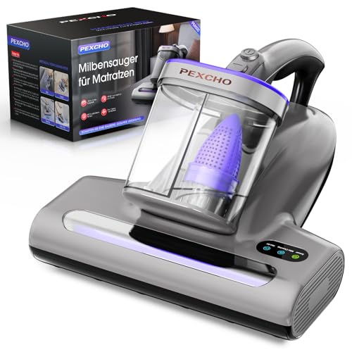 PEXCHO Mattress Topper with UV Light, HEPA Filter and Drying at 65°C, 500W Vacuum Cleaner for Mattresses Removes 99% of Allergens, Cleaning Mattress, Sofa, Fabrics and Beds