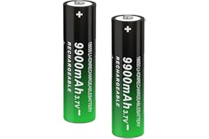 CWUU 3.7V 9900mAh 18650 Rechargeable Battery, 3.7 Volt Battery for Flashlights, Headlamps & More, Button Top, 2 Pack