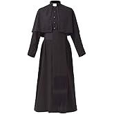 BLESSUME Priest Soutane Roman Cassock Costume Minister Choir Cassock with Cincture Band Belt