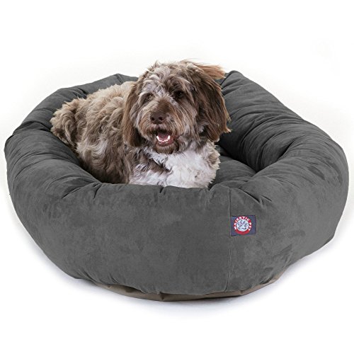 Majestic Pet 52″ Gray Velvet Bagel Dog Bed