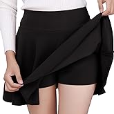 DJT FASHION Shorts for Women Basic Versatile Skorts Casual Stretchy Flared Skater Golf Tennis Mini Skirts with Shorts
