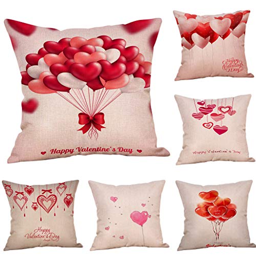 Duseedik Pillow Case, Happy Valentine Flax Pillow Cases Linen Sofa Cushion Cover Home Decor - Thumbnail 2