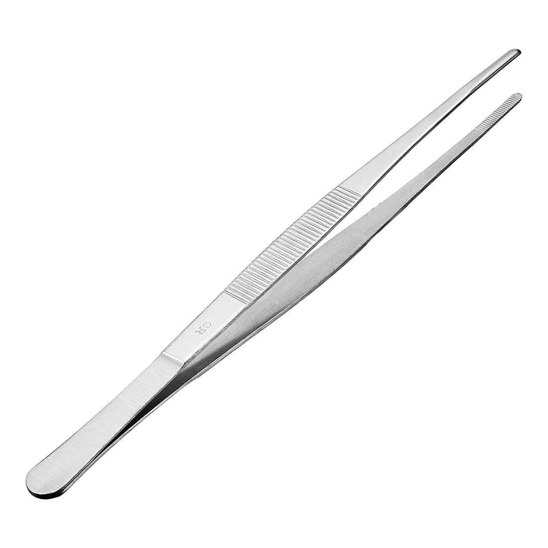 Sourcingmap 1 Pcs 10-Inch Stainless Steel Straight Blunt Tweezers with Serrated Tip Daily Garden Tool