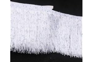YYCRAFT 4" Hoogram Sequin Chainette Tassel Fringe Trim by The Yard Garland Dance Costume Trimming Party Decoration(10 Yards,White)