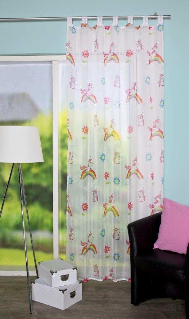 Home Fashion Tab-top Curtain, fabric, Multi-Coloured, 245 x 140 cm