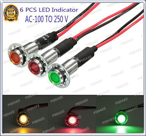PGSA2Z LED Indicator Warning Light Signal Lamp Pilot Panel for Car Boat Truck Dashboard, 10 mm