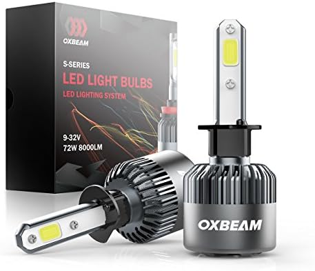 OXBEAM LED Headlight Bulbs H1 Led Bulb S Series Headlight Bulb 72W 8000LM 6500K Extremely Bright All-in-One Conversion Kit Cool White (2 Pcs) - 1 Year Warranty