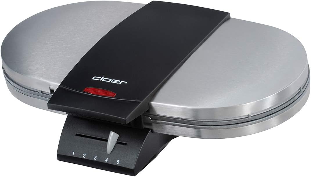 Cloer 1329 Doppelwaffelautomat für zwei klassische Waffeln / 1200 W / Waffelgröße je 15,5 cm / optische Fertigmeldung / mattiertes Edelstahlgehäuse