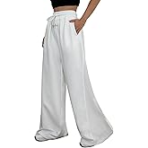 ZAFUL Wide Leg Sweatpants for Women Side Striped Patchwork High Waisted Drawstring Active Joggers Pants with Pockets