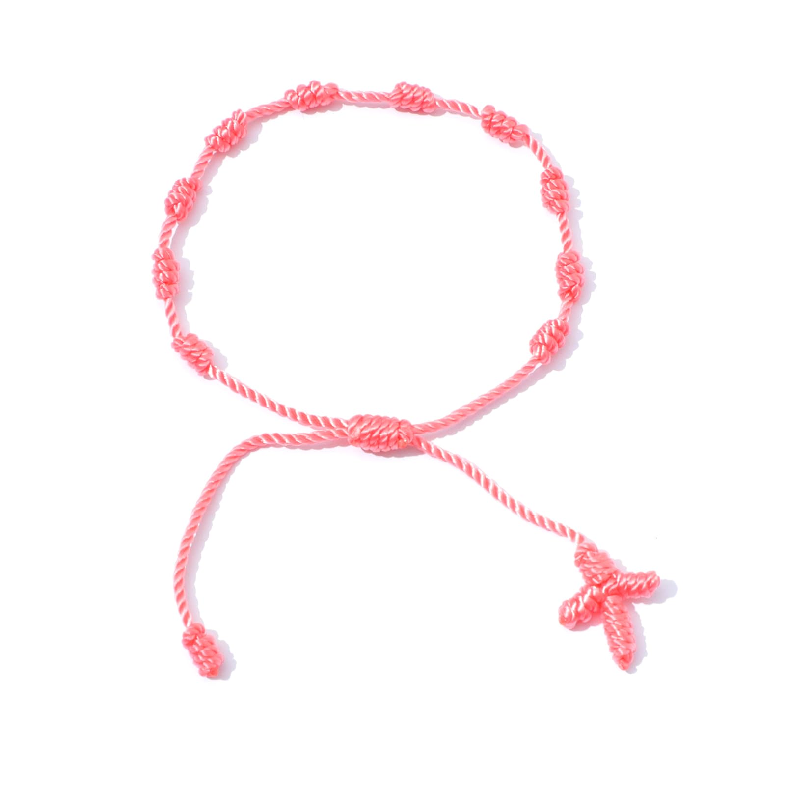 Knotted Rosary & Bracelet Set Handmade Catholic Cord Beads Rosary Necklace Knotted Rope Rosary Cross Knot Necklace Bracelet Set Prayer Catholic Gift - Lightweight and Durable