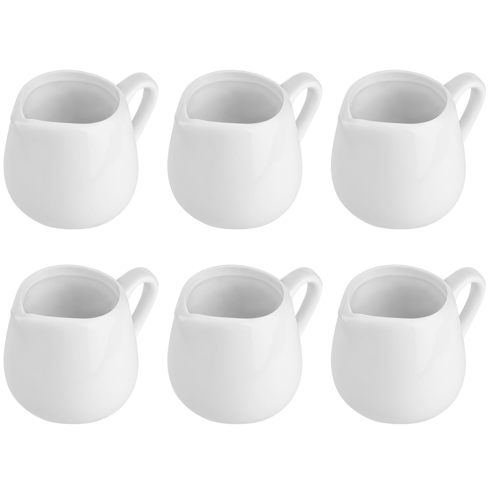 Luxshiny 12 PCS White Small Porcelain Milk Jug 70ml Ceramic Creamer Pitcher Mini Ceramic Creamer with Handle Milk Pitcher Sauce Mini Jug for Milk Coffee