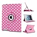 ELEOPTION Auto Sleep/Wake Function 360 Degree Rotating Smart Case Cover for 7.9 inch Apple iPad Mini/iPad Mini 2 Mini 3 with Retina with a Stylus as a Gift (Polka Dot Pink)