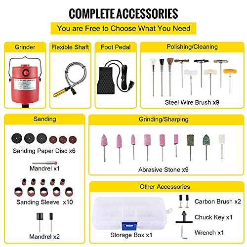 VEVOR Flex Shaft Grinder 560W Rotary Tool with 1/4" 3Jaw Chuck