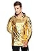Coofandy Men's Nightclub Style Metallic Shiny Casual Long Sleeve Pullover Hoodie,XX-Large,Golden