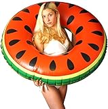 Freshy Fresh Brand Watermelon Pool Float, Large Inflatable Swim Ring, Innertube, 4 Feet Wide