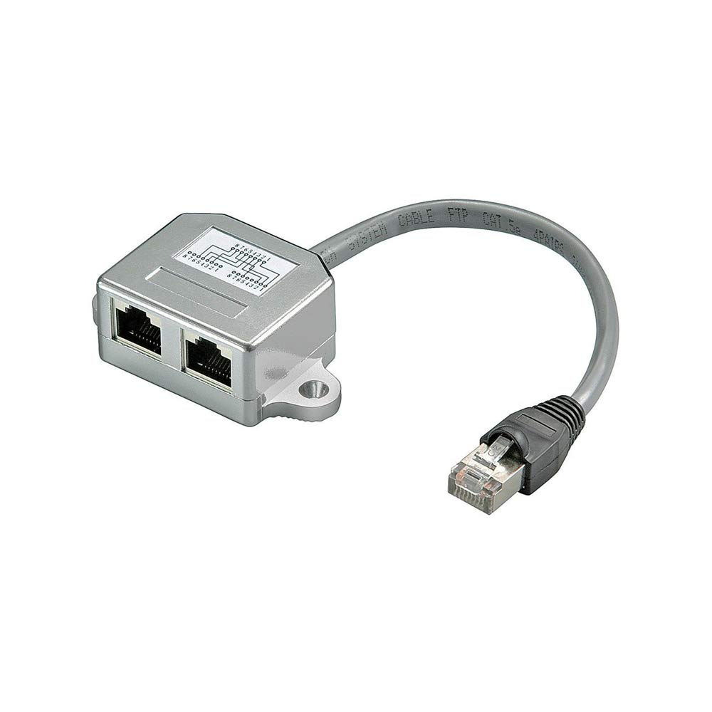 Goobay Network Adapter (Cat 5 Ethernet and ISDN RJ45 Plug to 2x RJ45 Jack) Silver