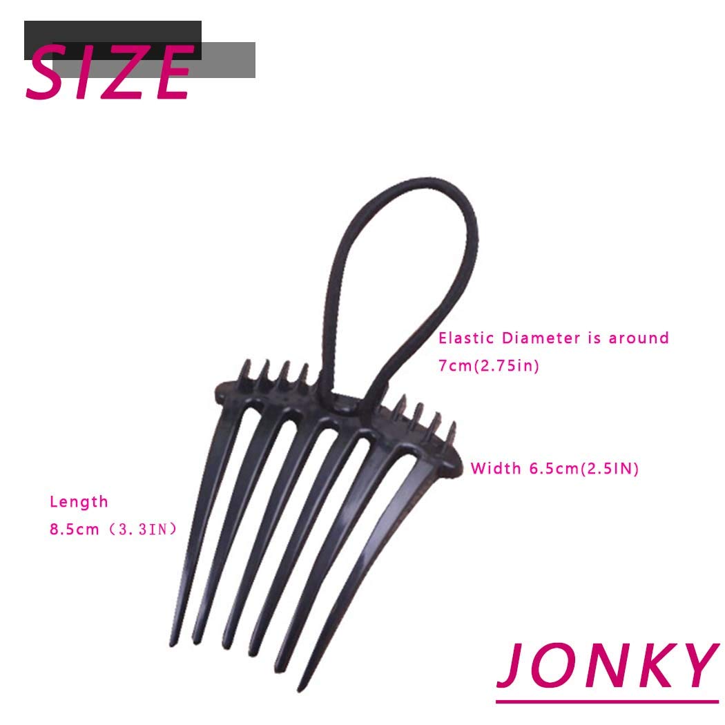 JONKY Resin Black Side Combs for Ponytail Holder Rubber Band Ponytail Combs Hair Accessories Hair Side Combs Heighten Hair Tools Work Party Gifts for Women and Girls (Pack of 2) : Beauty
