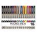 Set of 32 Unique Black and Colored Master Markers Micro-Pen Fineliner Ink Pens - 11 Vibrant Colors & 21 Black Micro Fine Point, Chisel, Brush & Calligraphy Tip Nibs - Artist Illustration Drawing