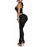 Kafiloe Birthday Club Outfits for Women Sexy 2 Piece Sets Going Out Halter Crop Top Bodycon Flare Pants Set