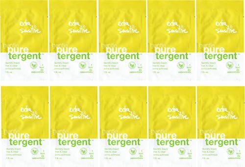 Puretergent - Gentle Laundry Liquid, X-tra Sensitive Formula, Scent Free Aloe (1oz travel size), Pack of 10