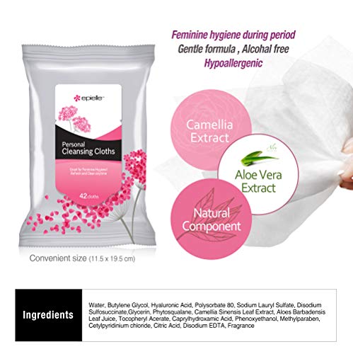 Epielle Feminine Wipes | Personal Cleansing Cloth Intimate Vaginal Wipes for Women | PH Balanced | Gentle and Safe for… - Image 4