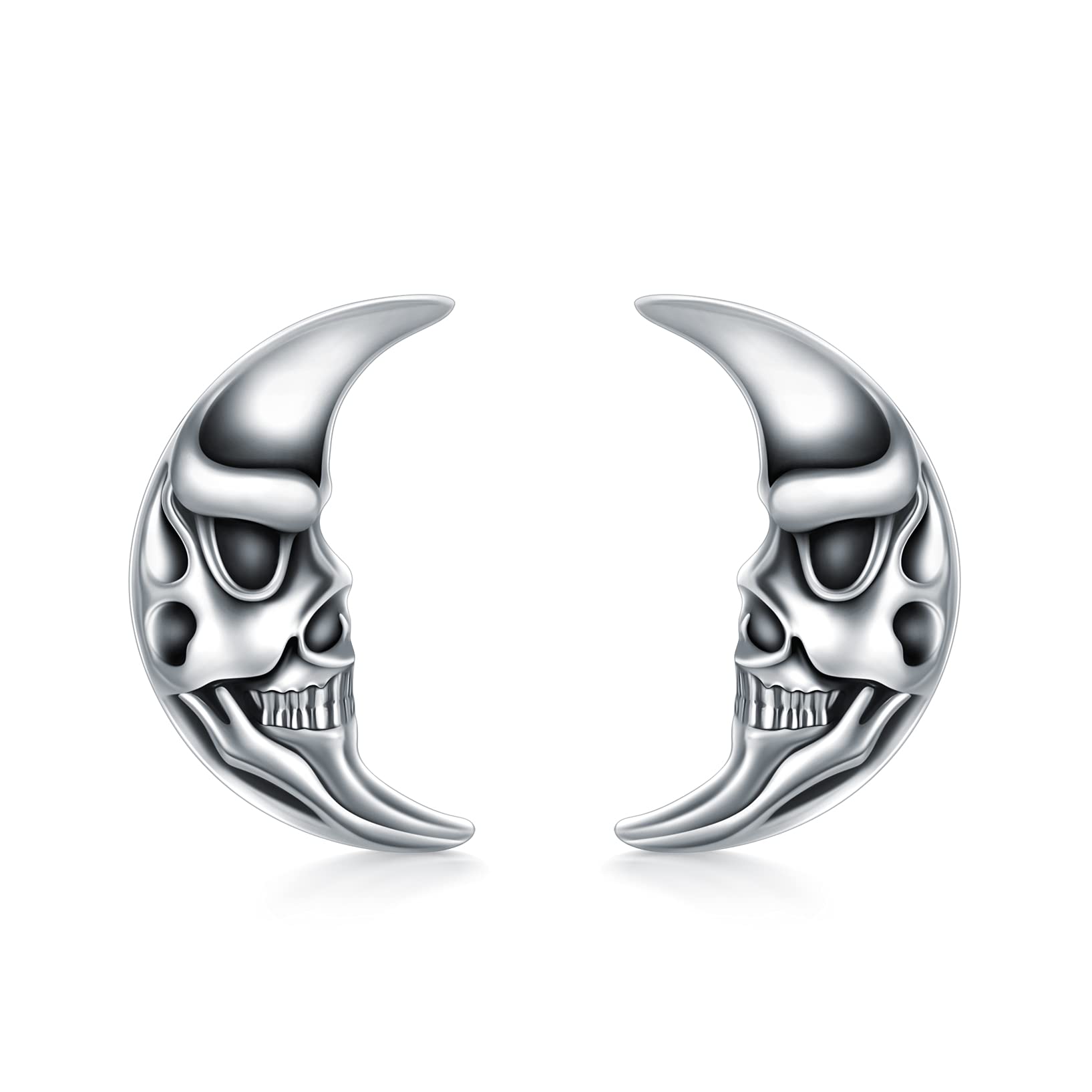 Skull stud Earrings for Men Women 925 Sterling Silver Skeleton Earrings Gothic Earrings oxidized punk jewelry Gifts for Women Men Boy