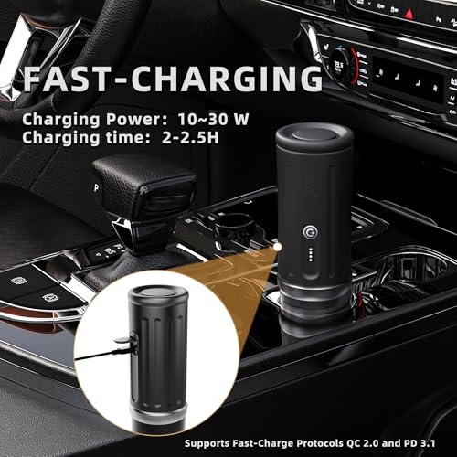 CERA+ Epresso Self-Heating Portable Coffee Machine, Up to 8 Cups for Charging & 20Bar, 3 x 4500 mAh, CERApresso Compatible with NS Ground Coffee, Electric Coffee Machine, Camping Office, Car