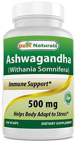 Best Naturals Ashwagandha Capsules for Relaxing Stress and Mood, 500 mg, 120 Count