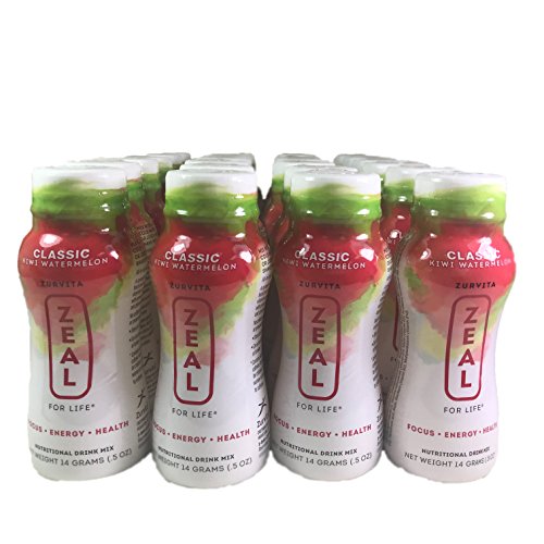 Zurvita Zeal for Life Nutritional Drink Mix - Classic Kiwi Watermelon, 14 Grams 0.5 oz 24 Pack, Weight Loss Supplements, Energy Booster, Health Optimizer, Lactose Free, Glucose Control