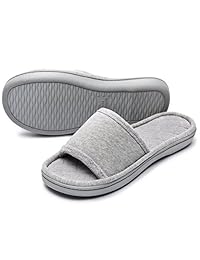 Women's Comfy Memory Foam Plush Fleece Lined Spa House Slippers with Quilted Cotton Upper