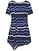 Timeson for Women Casual Tops, Short Sleeve Deep Scoop Neck Handkerchief Hem T-Shirt Flowy Tunic Top Deep Blue Large