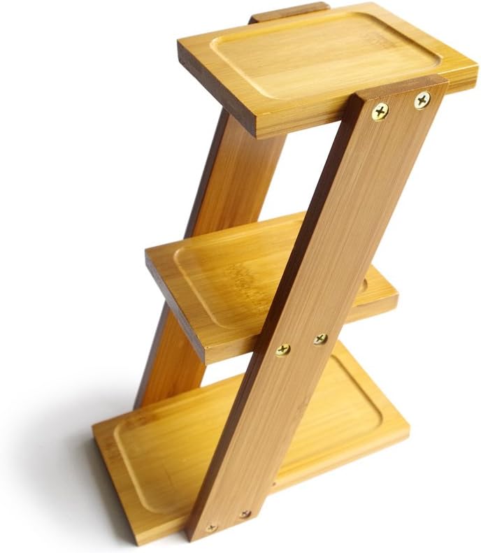 DIY Assembly Desk 3 Layer Bamboo Flower Pot Shelf, Desktop Plant Rack, Sundries Storage Rack