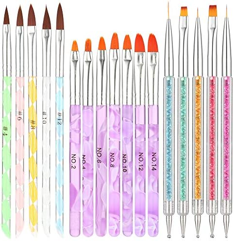 Hi桜の花 17点セット ネイルブラシ ドットペン ラウンドブラシ ネイルアートブラシ 極細 平筆 ネイル筆 ライナー筆 ジェルネイル筆 マニキュ アツール ネイル用品 両端 ライン 可愛い 極細いブラシ ネイルアート専用ブラシ