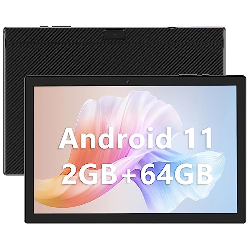 CUPEISI 10 inch Tablet, Android 11 Tablets, 64GB ROM+2GB RAM, Quad-Core Processor Tablet PC, 1280 * 800 IPS HD Display, 2MP+8MP Dual Camera, 6000mAh Tableta (Black)