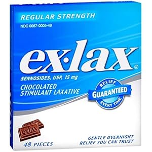 Image of Ex-Lax Regular Strength Stimulant Laxative Chocolated Pieces, 48 count