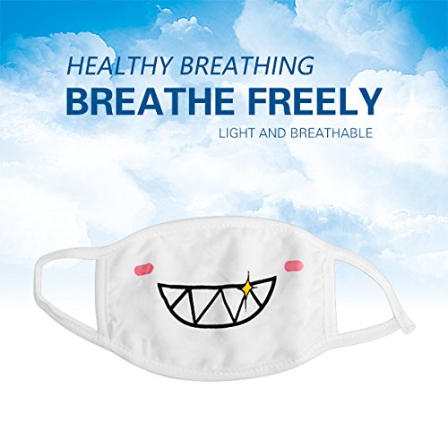 Magicfour Cotton Masks,5 Pack Unisex Mouth Masks, White Cute Anime Mask, Anti Dust Kawaii Muffle Face Mask for Boys Girls (White)
