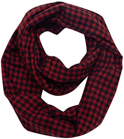 Lmtime Womens Cotton Infinity Loop Scarf With Hidden Zipper Pocket Plaid Printed Winter Ring Blanket