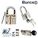 15 pc Practice Training Cutaway Padlock Set, Includes 3 Different Common Clear Crystal Transparent Padlocks With 7 Regular keys + 5 Training Tools Practice Keys (Credit Card) Kit For Kids