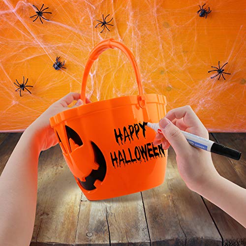 FUTUREPLUSX Halloween Light Up Pumpkin Bucket, Large Pumpkin Candy Bucket Orange Pumpkin Bucket Plastic Pumpkin Pails Jack O Lantern Trick or Treat Pumpkin Bucket for Halloween Party Decorations