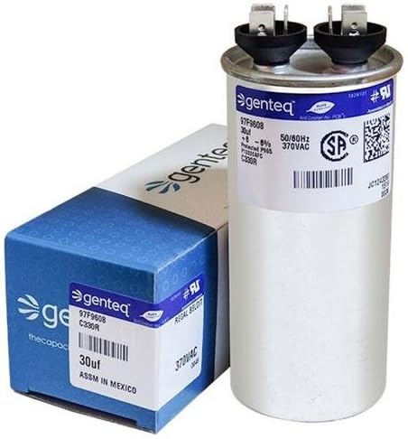 Genteq 97F9608-30 uf MFD 370 Volt VAC Genteq Replacement Round Run Capacitor