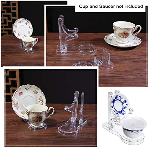 Hipiwe Acrylic Tea Cup Saucer Display Stands Clear Dinnerware Display