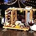 Bamboo Wine and Cheese Display Board with Wine Caddy, Holds 2 Wine Bottles and Glasses - Wooden Charcuterie Serving Platter Set - Portable Appetizer Boards for Picnics, Outdoors, Parties