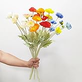 9 Pcs Poppy Flowers Artificial,Poppy Silk Flowers with Stems,Ranunculus Artificial Flowers,Faux Flower Stems for Wedding Party Outdoor Indoor Decor flower arrangements for table (Multicolour)