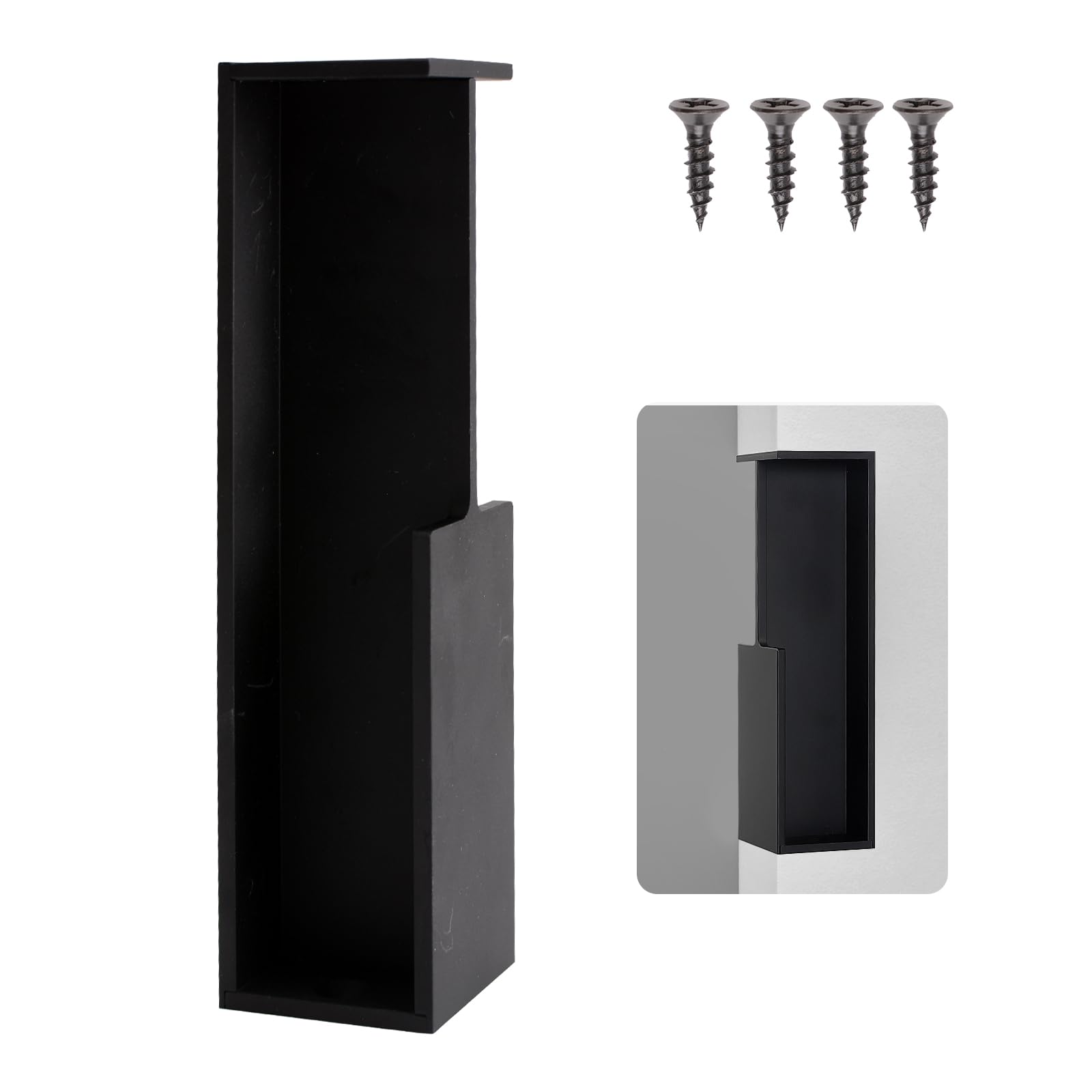 Photo 1 of MOROBOR 1 Pcs Pocket Door Edge Pull, Hidden Handle, Sliding Door Pull Hardware, Recessed Finger Flush Pull for Sliding Barn Drawer Cupboard Wardrobe(Black)